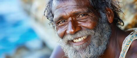 A smiling man with a beard and a smile photo
