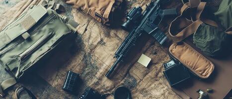 A rifle, a knife, a knife, a knife sharpener, a knife, a knife photo