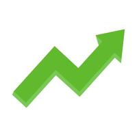 Green arrow business graph on white background. vector