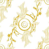 Golden fish and branches on a white background vector
