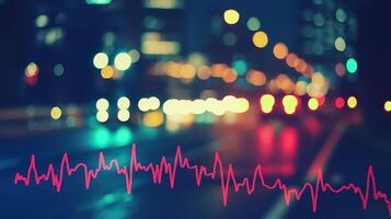 City Traffic Signals and Data Visualization, Night Lights and Market Fluctuations Display photo
