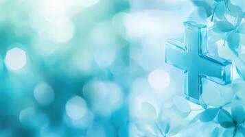 Azure Plus Symbol on Light Background, Medical Innovation Technology Representation photo