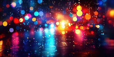 Abstract Bokeh Lights Background with Vibrant Colors and Dark Tones in Vivid Design photo