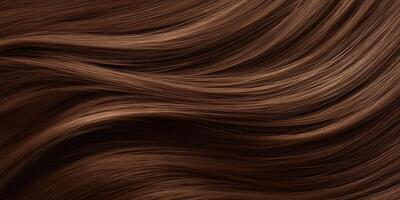 Brown Hair Elegance. Dark Chocolate Waves Showcasing Smooth Texture and Natural Sheen photo