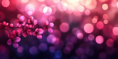 Elegant Floral Blossom Pink Bokeh Effect, Soft Light Background, Beautiful Blossoms, Gentle Pink Hues photo