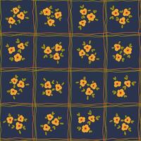 Preppy bouquet on checkered background. Coquette flowers trellis seamless Gingham pattern vector
