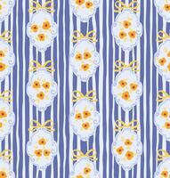 Preppy bouquet damask background. Coquette flowers trellis seamless pattern stripes lines texture vector
