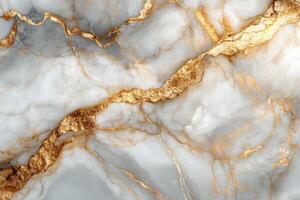 Elegant marble texture with gold veins. White and gray stone surface with golden lines. Abstract design element with beautiful pattern. photo