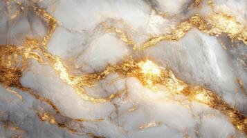White marble texture with golden veins pattern. Light stone surface background. Luxury backdrop material. Abstract decorative design with bright lines photo