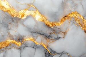 White marble texture with gold veins pattern. Abstract background with natural stone streaks. Luxury surface design for wallpaper or floor covering. photo