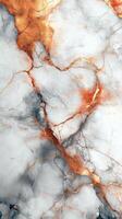 Gray marble texture background. Detailed stone surface with copper colored accents and veins. Abstract pattern. Natural stone material closeup. photo