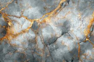 Gray marble stone texture with golden vein patterns. Elegant luxury background. Abstract stone surface. Smooth mineral vein design. photo
