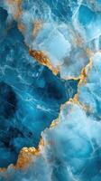 Blue and gold marble texture background. Abstract pattern with blue and gold colors. Decorative stone interior design. Mineral veins texture. photo
