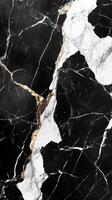 Black marble texture. Natural stone pattern with white veins and gold accents. Elegant dark stone for surface design and material backdrop photo