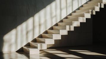 A stairway with sunlight shining on it photo