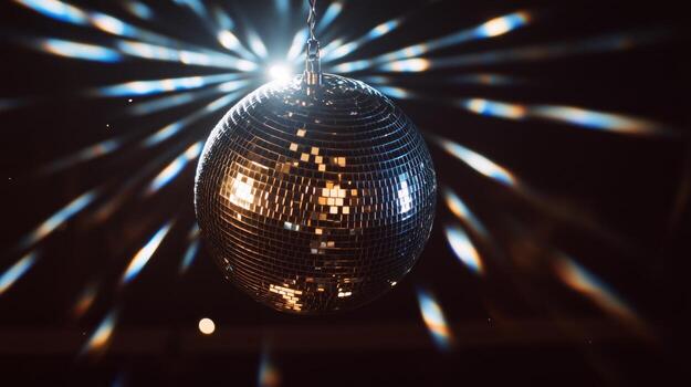 A disco ball with a spotlight shining on it photo