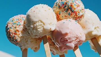 Ice cream pops on sticks photo