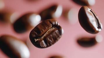 Levitating Coffee Beans in Vaporwave Aesthetic photo