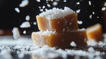 A piece of sugar on top of a piece of candy photo