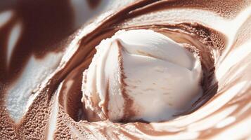 Creamy Swirl of Ice Cream in Rich Chocolate photo