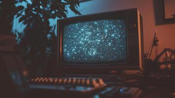 A computer screen with a starry sky on it photo