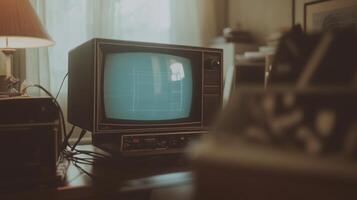 An old television sitting on a desk photo
