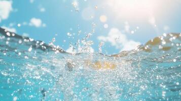 Pool float splashes into clear blue water photo
