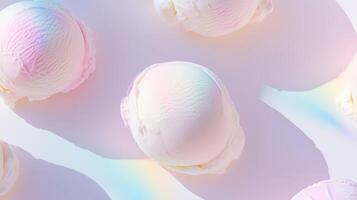 A group of ice cream balls on a white surface photo