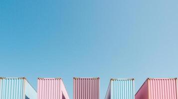 Colorful shipping containers against a blue sky photo