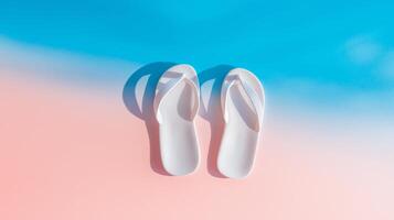 White flip flops on a colorful background photo