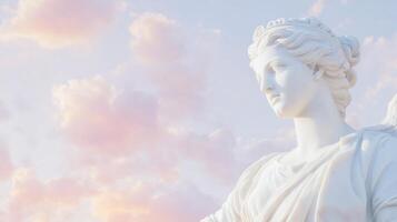 A statue of an angel with wings and a cloud background photo
