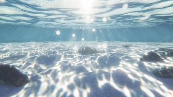 Underwater scene with sun shining through the water photo