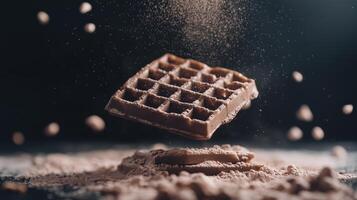 Crisp Waffle with Fluffy Texture and Chocolate Coating photo