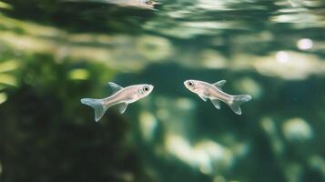 Two small fish swimming in the water photo