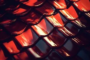 Red roof tiles creating textured and geometric pattern photo