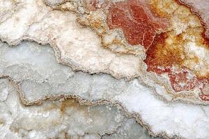 Mineral deposits creating colorful abstract patterns on rock surface photo