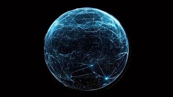 Planet earth rotating showing global network connections and data exchange photo