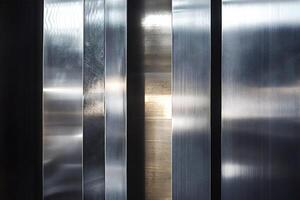 Close-up of brushed metal sheets creating abstract pattern photo