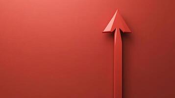 Red arrow pointing up representing growth on red background photo