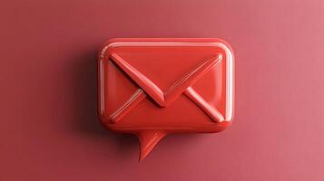 Red speech bubble with envelope icon communicating online message photo