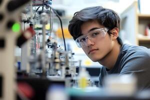 Young engineer working on a complex engineering project photo