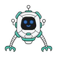 cute mascot robot design kawaii. Design for digital print and coloring book vector