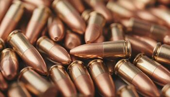 Bullet Casings on Table with Copyspace Background Close-Up Photo in Industrial Setting
