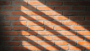 Brick Wall Background with Shadows Urban Setting Copyspace for Design Ideas photo
