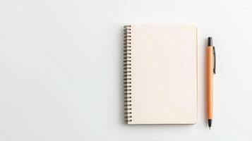 Blank Notebook and Pen on Minimalist Background with Copyspace for Creative Ideas photo