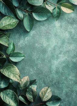 Lush Green Leaves Background with Copyspace for Creative Design Nature Close-Up Tranquil Environment photo