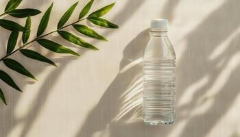 Refreshing Water Bottle on Textured Background with Copyspace for Creative Use photo