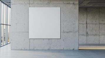 Minimalist Art Display in Modern Office Empty Wall Background with Copyspace photo