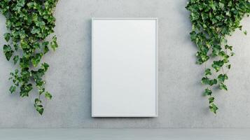 Minimalist Ivy Framed Blank Canvas Urban Studio Image Background Copyspace Contemporary Design photo