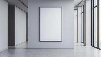 Modern Art Gallery Showcase with Blank Canvas Background and Copyspace Minimalist Interior Design photo